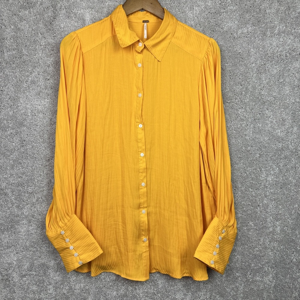 Free People Mustard Yellow Button-Down Blouse